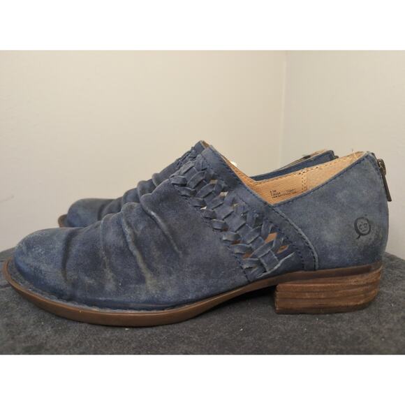 Born Shoes - B.OC. Born Katherina distressed boho southwestern blue suede leather booties 8.5